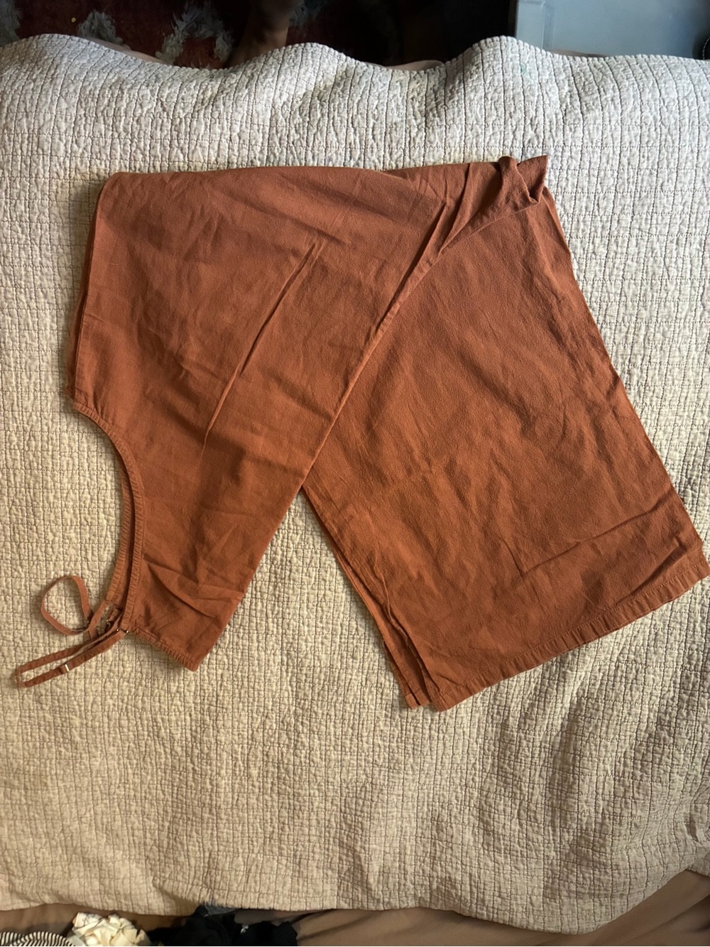 Wide-Leg Pull-On Pants in Rust Brown